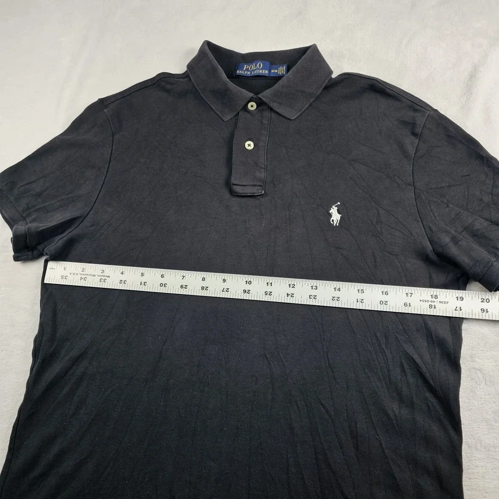 Polo Ralph Lauren Shirt Mens Medium Cotton Black White Embroidered Pony
